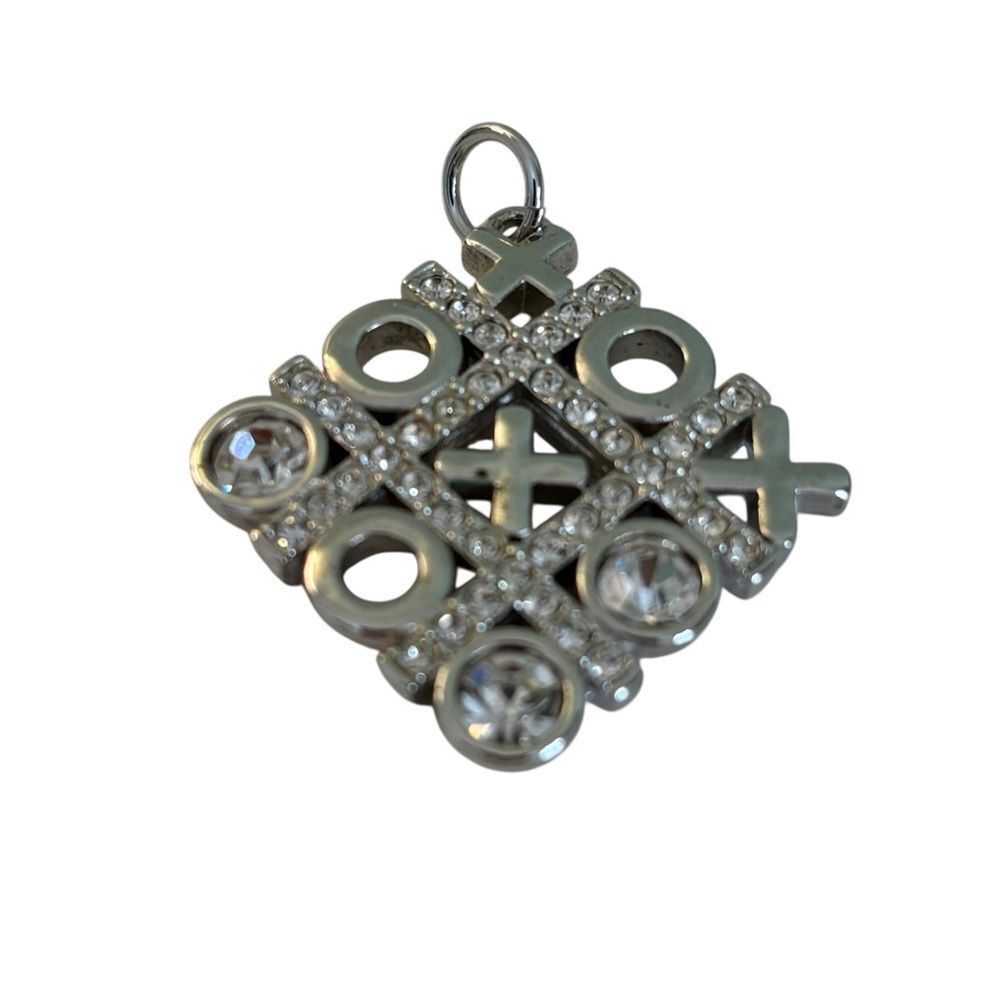 Swarovski Vintage Silver & Rhinestone Tic-Tac-Toe XOXO Pendant.